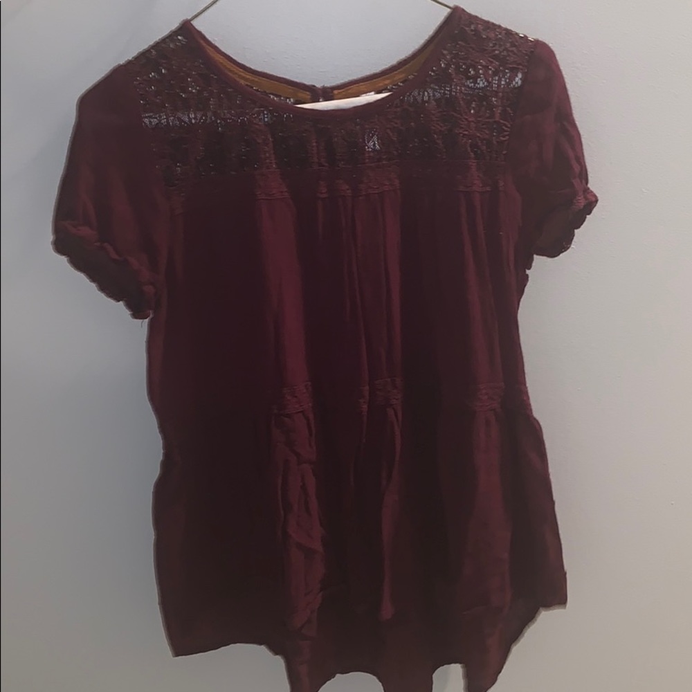 xhilaration maroon lace blouse